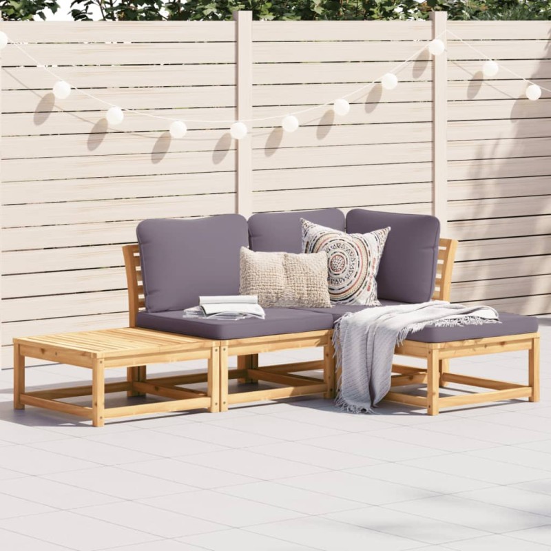 vidaXL 4-tlg. Garten-Lounge-Set mit Kissen Massivholz Akazie vidaXL 4-tlg. Garten-Lounge-Set mit Kissen Massivholz Akazie