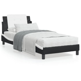 vidaXL Bett mit Matratze Schwarz und Weiß 90x200 cm Kunstleder