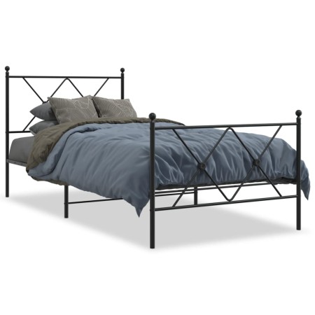 vidaXL Bettgestell mit Kopf- und Fußteil Metall Schwarz 90x190 cm