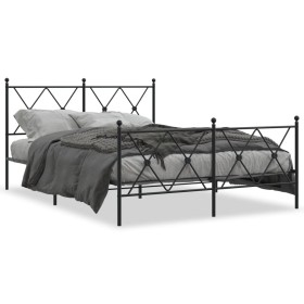 vidaXL Bettgestell mit Kopf- und Fußteil Metall Schwarz 137x190 cm