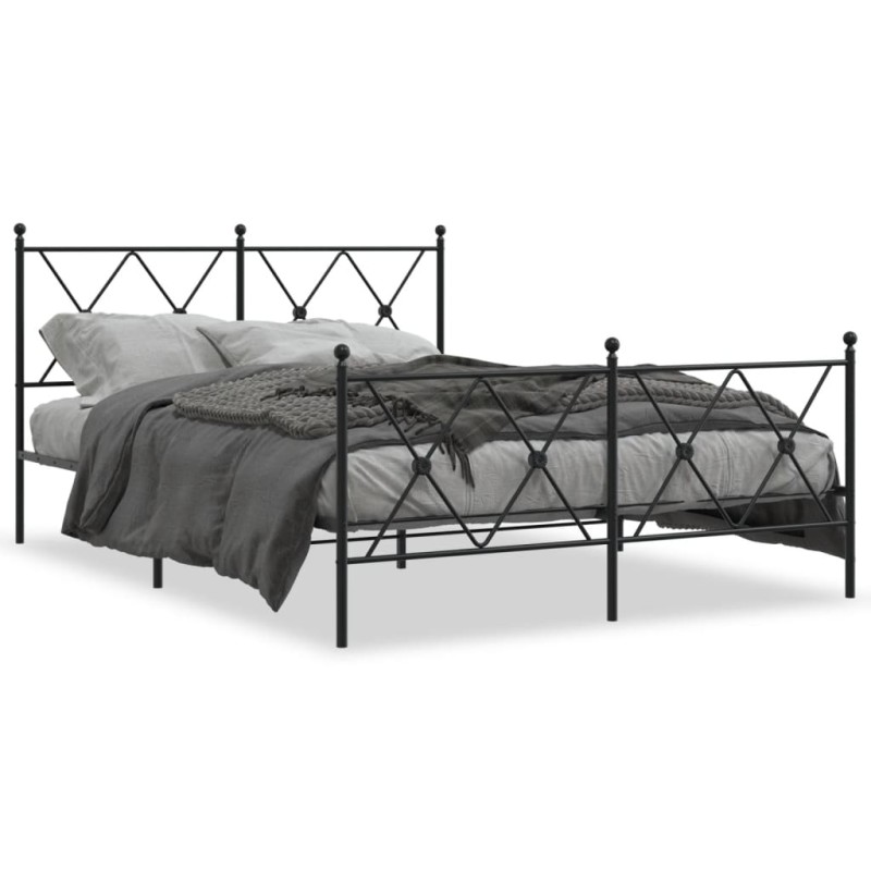 vidaXL Bettgestell mit Kopf- und Fußteil Metall Schwarz 137x190 cm vidaXL Bettgestell mit Kopf- und Fußteil Metall Schwarz 137x190 cm