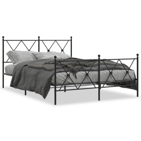 vidaXL Bettgestell mit Kopf- und Fußteil Metall Schwarz 137x190 cm