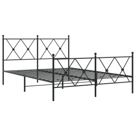 vidaXL Bettgestell mit Kopf- und Fußteil Metall Schwarz 137x190 cm