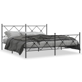 vidaXL Bettgestell mit Kopf- und Fußteil Metall Schwarz 183x213 cm