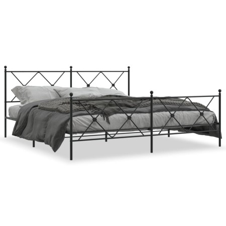 vidaXL Bettgestell mit Kopf- und Fußteil Metall Schwarz 183x213 cm