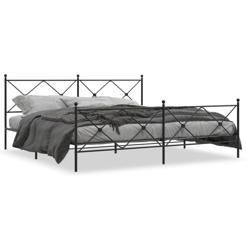 vidaXL Bettgestell mit Kopf- und Fußteil Metall Schwarz 200x200 cm vidaXL Bettgestell mit Kopf- und Fußteil Metall Schwarz 200x200 cm