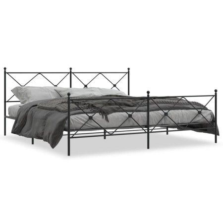 vidaXL Bettgestell mit Kopf- und Fußteil Metall Schwarz 200x200 cm