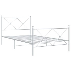 vidaXL Bettgestell mit Kopf- und Fußteil Metall Weiß 107x203 cm