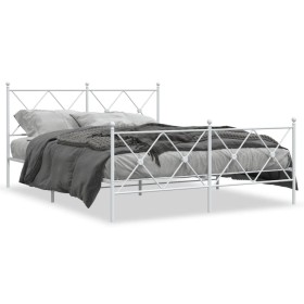 vidaXL Bettgestell mit Kopf- und Fußteil Metall Weiß 150x200 cm