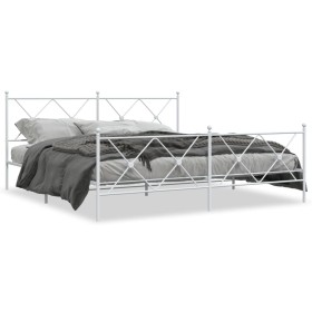 vidaXL Bettgestell mit Kopf- und Fußteil Metall Weiß 180x200 cm