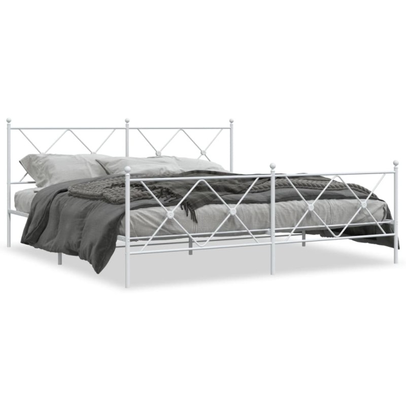 vidaXL Bettgestell mit Kopf- und Fußteil Metall Weiß 180x200 cm vidaXL Bettgestell mit Kopf- und Fußteil Metall Weiß 180x200 cm