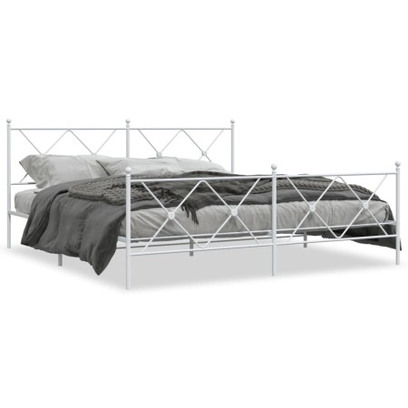 vidaXL Bettgestell mit Kopf- und Fußteil Metall Weiß 180x200 cm