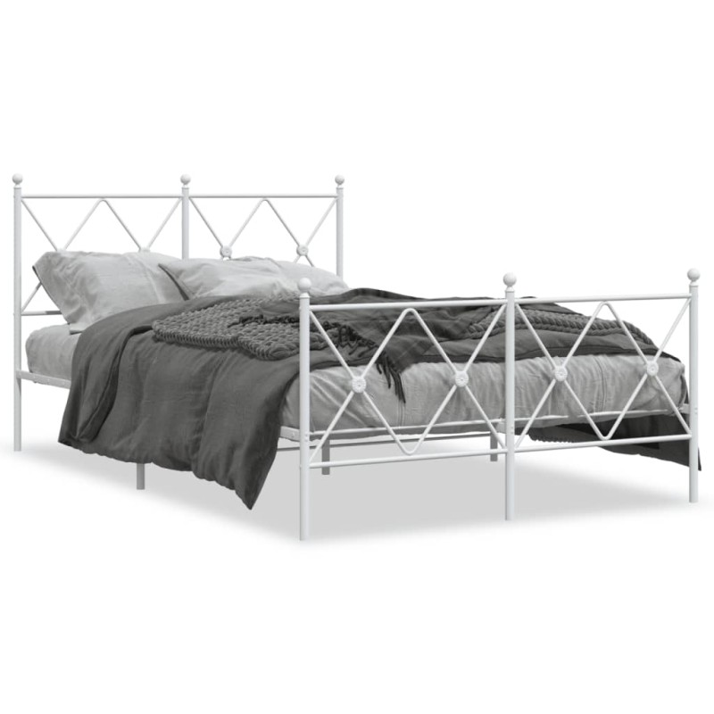 vidaXL Bettgestell mit Kopf- und Fußteil Metall Weiß 120x200 cm vidaXL Bettgestell mit Kopf- und Fußteil Metall Weiß 120x200 cm