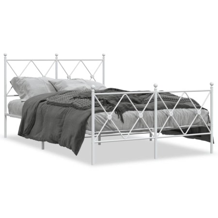 vidaXL Bettgestell mit Kopf- und Fußteil Metall Weiß 120x200 cm