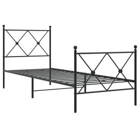 vidaXL Bettgestell mit Kopf- und Fußteil Metall Schwarz 75x190 cm