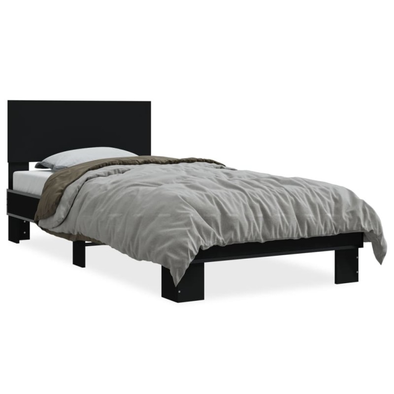 vidaXL Bettgestell Schwarz 90x200 cm Holzwerkstoff und Metall vidaXL Bettgestell Schwarz 90x200 cm Holzwerkstoff und Metall