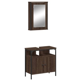 vidaXL 2-tlg. Badmöbel-Set Braun Eichen-Optik Holzwerkstoff