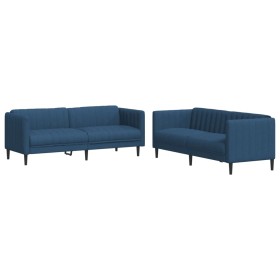 vidaXL 2-tlg. Sofagarnitur Blau Stoff