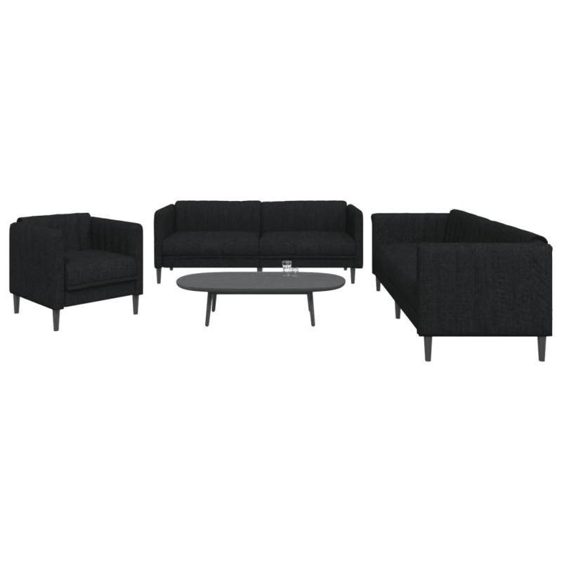 vidaXL 3-tlg. Sofagarnitur Schwarz Stoff vidaXL 3-tlg. Sofagarnitur Schwarz Stoff