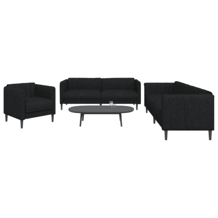 vidaXL 3-tlg. Sofagarnitur Schwarz Stoff