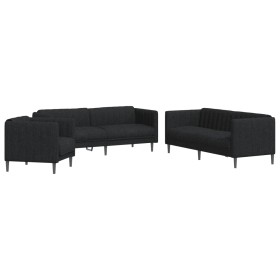 vidaXL 3-tlg. Sofagarnitur Schwarz Stoff