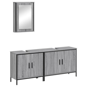 vidaXL 3-tlg. Badmöbel-Set Grau Sonoma Holzwerkstoff