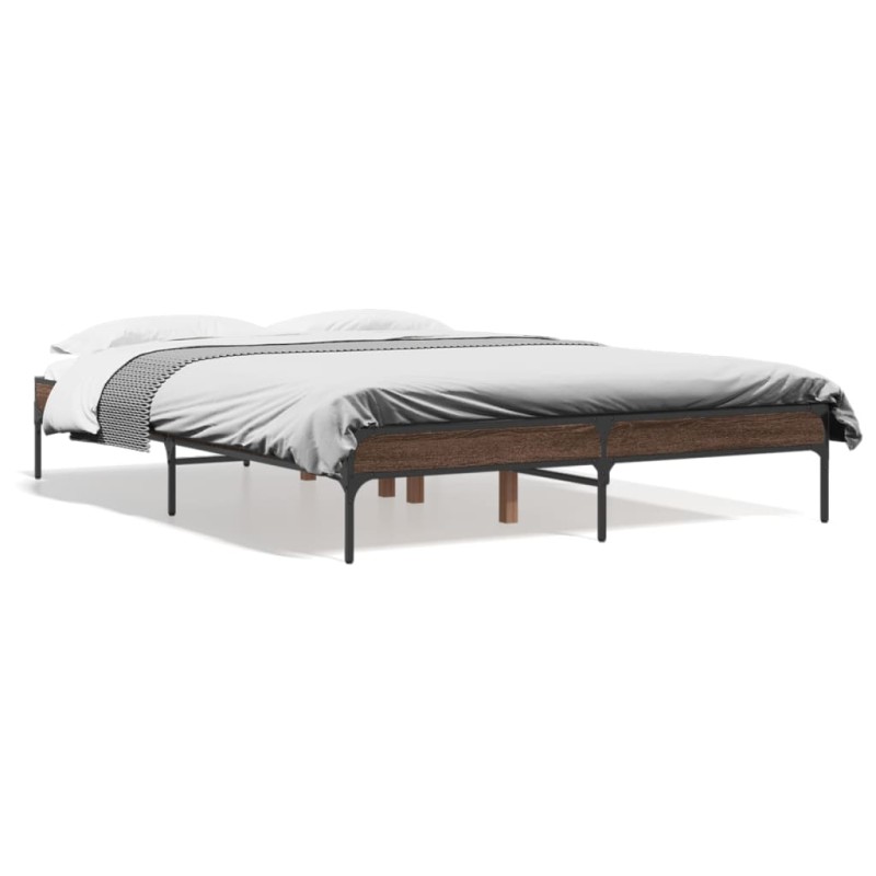 vidaXL Bettgestell Braun Eichen-Optik 135x190 cm Holzwerkstoff Metall vidaXL Bettgestell Braun Eichen-Optik 135x190 cm Holzwerkstoff Metall