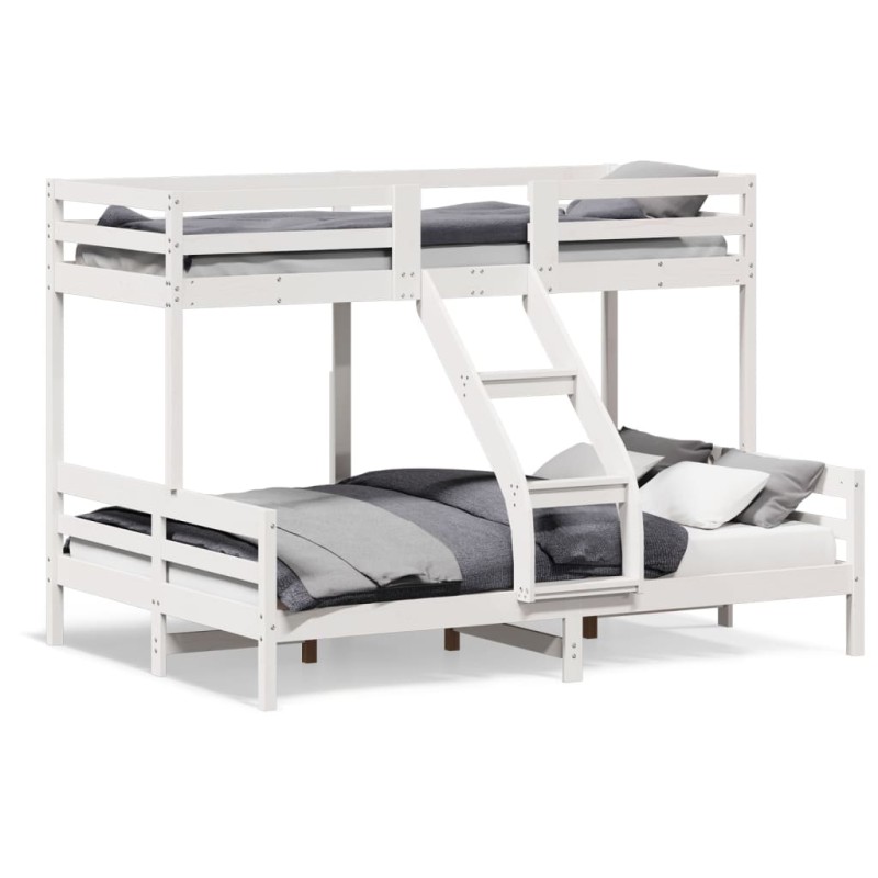 vidaXL Etagenbett 80x200/140x200 cm Weiß Massivholz Kiefer vidaXL Etagenbett 80x200/140x200 cm Weiß Massivholz Kiefer