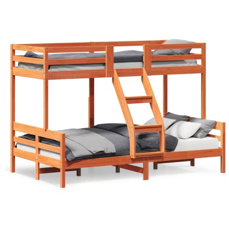 vidaXL Etagenbett 80x200/120x200 cm Wachsbraun Massivholz Kiefer