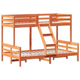 vidaXL Etagenbett 80x200/120x200 cm Wachsbraun Massivholz Kiefer