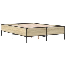 vidaXL Bettgestell Sonoma-Eiche 160x200 cm Holzwerkstoff und Metall