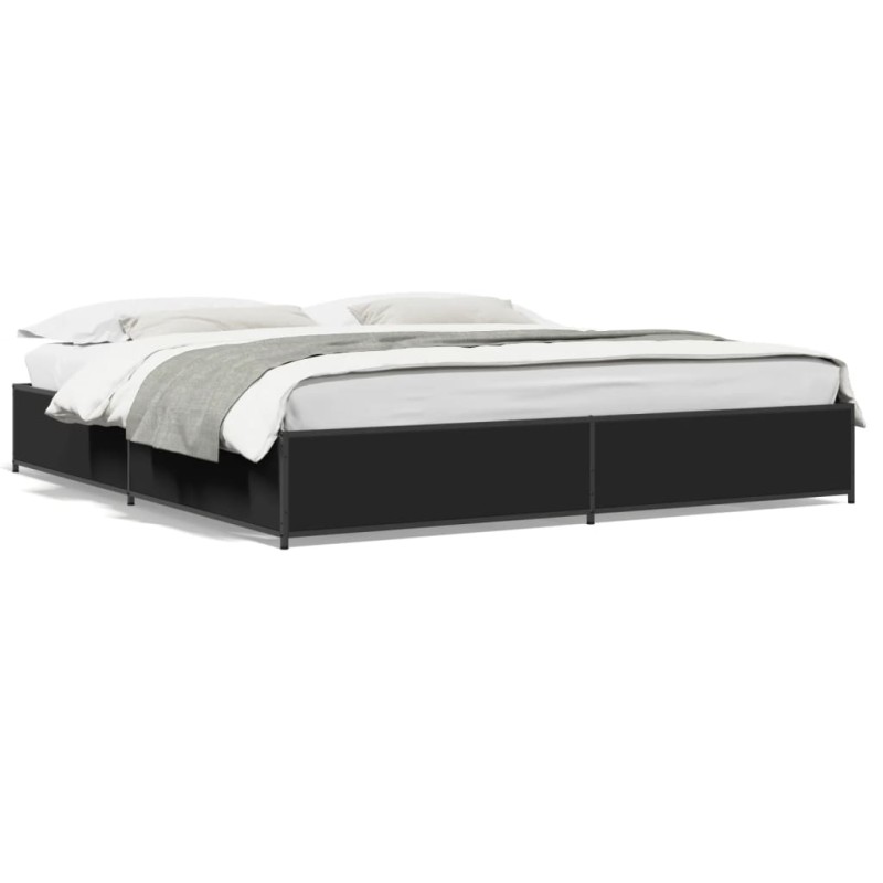 vidaXL Bettgestell Schwarz 160x200 cm Holzwerkstoff und Metall vidaXL Bettgestell Schwarz 160x200 cm Holzwerkstoff und Metall