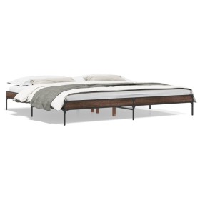 vidaXL Bettgestell Braun Eichen-Optik 180x200 cm Holzwerkstoff Metall