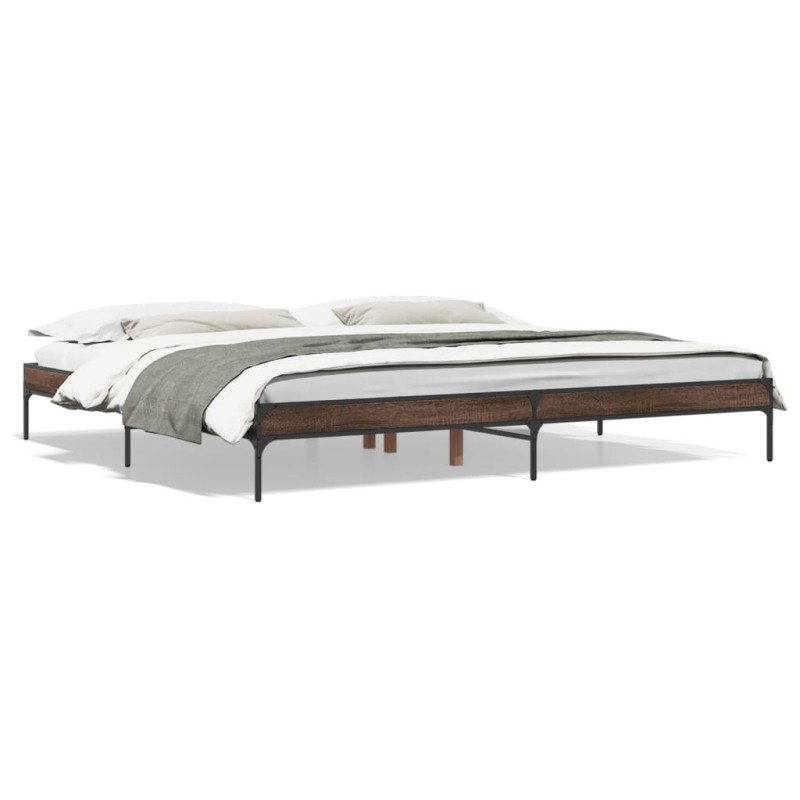 vidaXL Bettgestell Braun Eichen-Optik 180x200 cm Holzwerkstoff Metall vidaXL Bettgestell Braun Eichen-Optik 180x200 cm Holzwerkstoff Metall