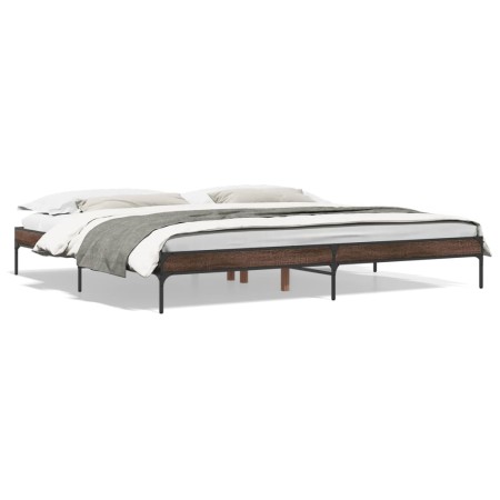 vidaXL Bettgestell Braun Eichen-Optik 180x200 cm Holzwerkstoff Metall