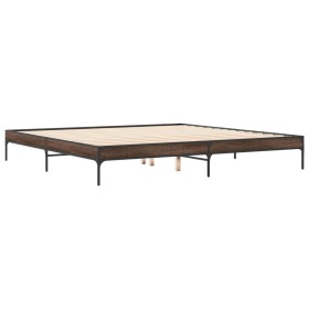 vidaXL Bettgestell Braun Eichen-Optik 180x200 cm Holzwerkstoff Metall