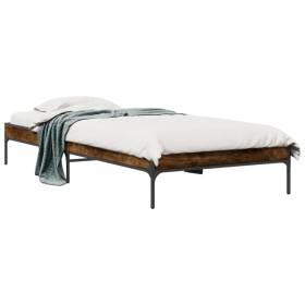 vidaXL Bettgestell Räuchereiche 90x190 cm Holzwerkstoff und Metall