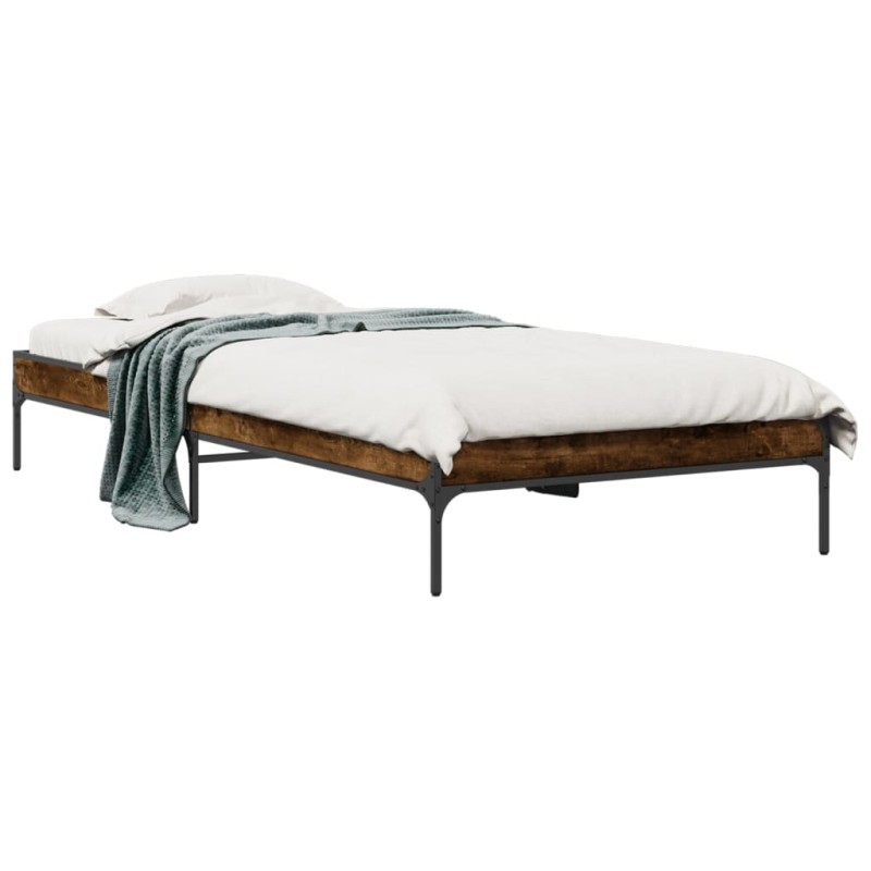 vidaXL Bettgestell Räuchereiche 90x190 cm Holzwerkstoff und Metall vidaXL Bettgestell Räuchereiche 90x190 cm Holzwerkstoff und Metall