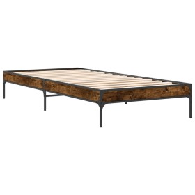 vidaXL Bettgestell Räuchereiche 90x190 cm Holzwerkstoff und Metall