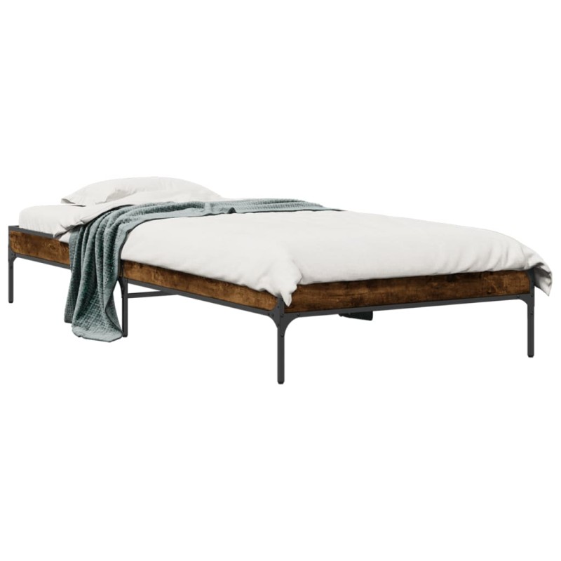 vidaXL Bettgestell Räuchereiche 75x190 cm Holzwerkstoff und Metall vidaXL Bettgestell Räuchereiche 75x190 cm Holzwerkstoff und Metall
