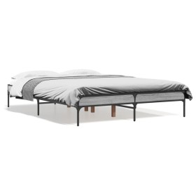 vidaXL Bettgestell Grau Sonoma 140x190 cm Holzwerkstoff und Metall