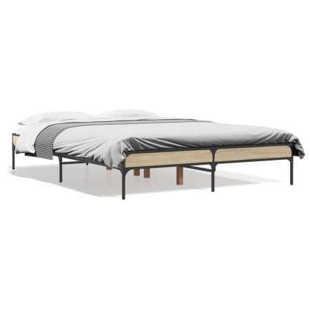 vidaXL Bettgestell Sonoma-Eiche 120x190 cm Holzwerkstoff und Metall