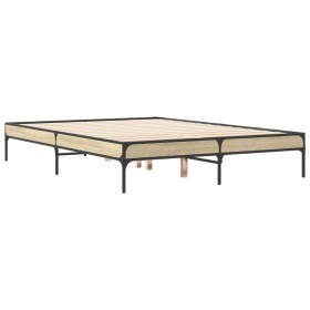 vidaXL Bettgestell Sonoma-Eiche 120x190 cm Holzwerkstoff und Metall