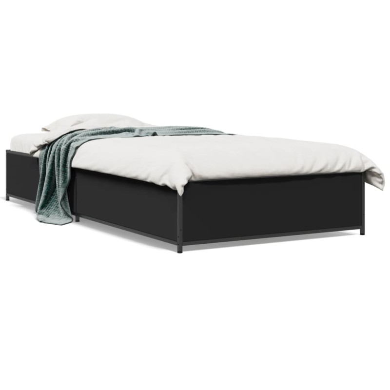 vidaXL Bettgestell Schwarz 90x190 cm Holzwerkstoff und Metall vidaXL Bettgestell Schwarz 90x190 cm Holzwerkstoff und Metall