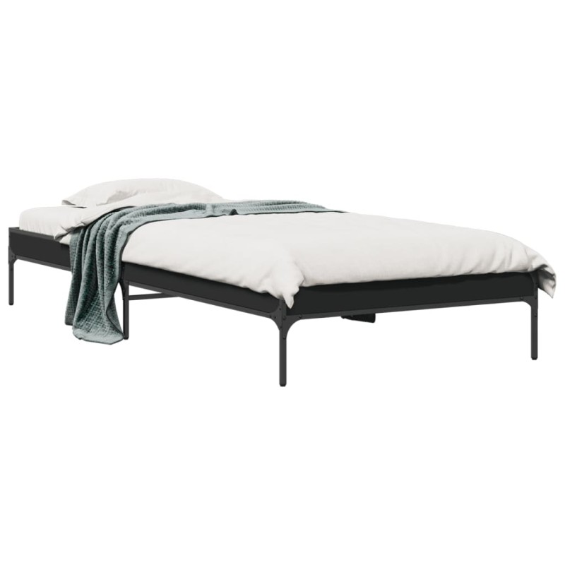 vidaXL Bettgestell Schwarz 100x200 cm Holzwerkstoff und Metall vidaXL Bettgestell Schwarz 100x200 cm Holzwerkstoff und Metall