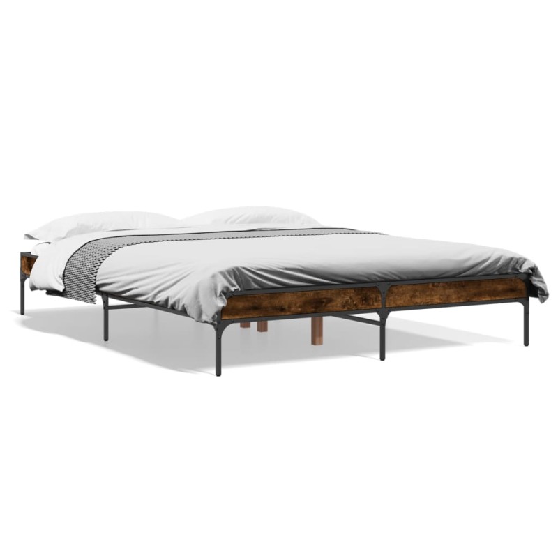 vidaXL Bettgestell Räuchereiche 140x200 cm Holzwerkstoff und Metall vidaXL Bettgestell Räuchereiche 140x200 cm Holzwerkstoff und Metall