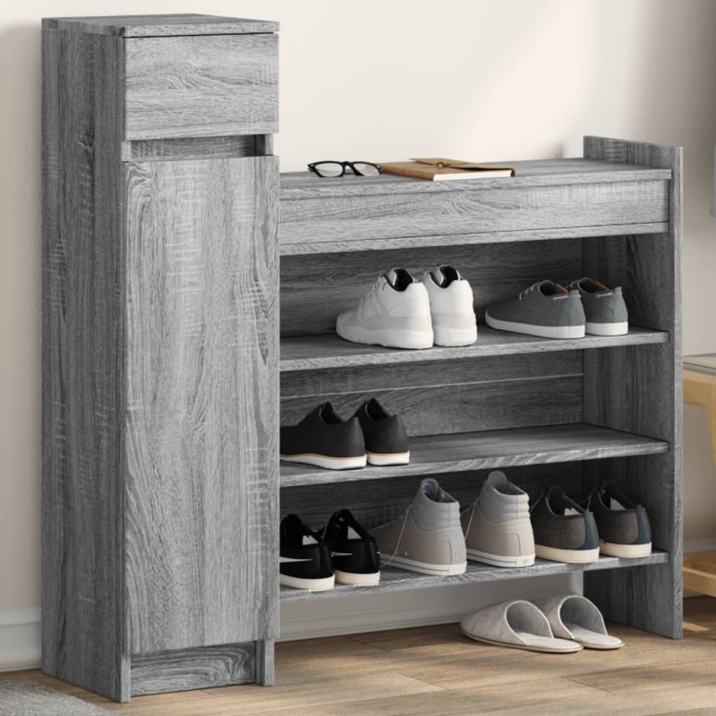 vidaXL Schuhschrank Grau Sonoma 100,5x28x100 cm Holzwerkstoff vidaXL Schuhschrank Grau Sonoma 100,5x28x100 cm Holzwerkstoff
