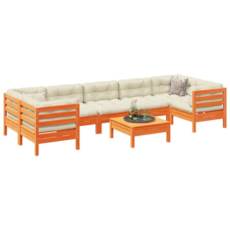 vidaXL 8-tlg. Garten-Sofagarnitur mit Kissen Wachsbraun Kiefernholz vidaXL 8-tlg. Garten-Sofagarnitur mit Kissen Wachsbraun Kiefernholz