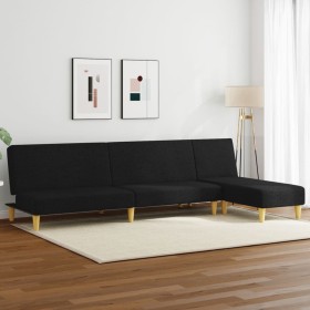 vidaXL 2-tlg. Sofagarnitur Schwarz Stoff