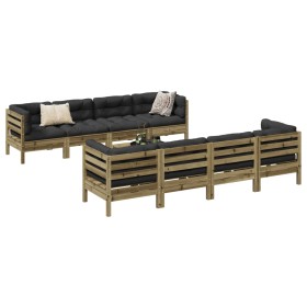 vidaXL 9-tlg. Garten-Sofagarnitur mit Kissen Kiefernholz Imprägniert